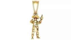 Golden Warrior Pendant with Ruby Eyes