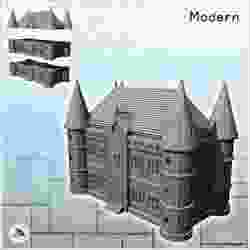 Large modern castle with quadruple corner towers and central entrance (8) - Modern WW2 WW1 World War Diaroma Wargaming RPG