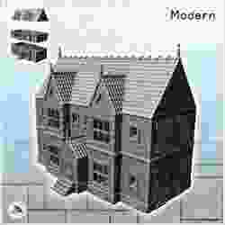 Large modern house with elevated entrance and large windows (5) - Modern WW2 WW1 World War Diaroma Wargaming RPG