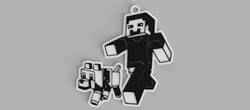 Minecraft Steve with dog Logo keychain