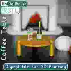 Round coffee table in 1:12 scale. Coffee table for dollhouse. Modern miniature furniture for BJD Barbie dolls