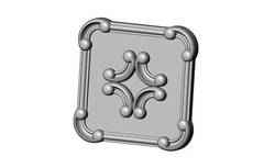 Square carved detailed corners scroll arc frame rosette relief