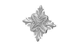 Square floral motif rosette carving molding relief onlay