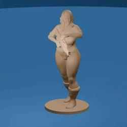 Stocky Futuristic Fighter Woman with Blaster Rifle