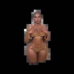 Bronze Queen - Kneeling Pose in Crochet Bikini