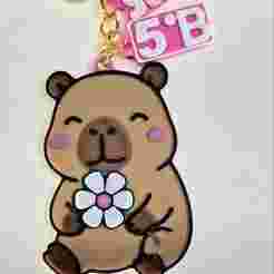Capybara Key Ring with Flower