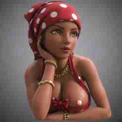 Erotic Baiana Woman Statue pointy nipples – Nude Busty Figurine with Bare Breasts