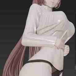 Girl in White Sweater and Sheer Lingerie