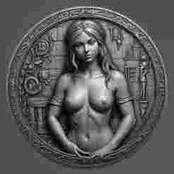 Medieval Fair Maiden #2 coin token wall art