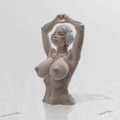 Nude Cyber Babe 2 with Headphones – 3D Model with Heart Pose Boobs & Realistic Nipples