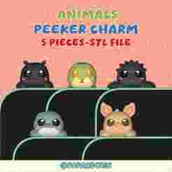 Peeker Charm cute Animals (hippers) set for smartphone, tablet and kindle 5 pieces
