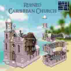 Ruined Caribbean Church 28 mm Tabletop Terrain