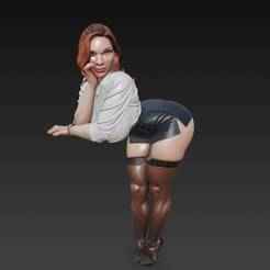 SEXY BUSTY MILF black sotckings  lingerie Leaning secretary NSFW CURVY BBW GIRL