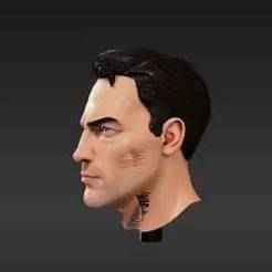 Super Soldier Inspired Head – Heroic Jawline, Textured Hair, Ready-to-Paint 1:12 Scale