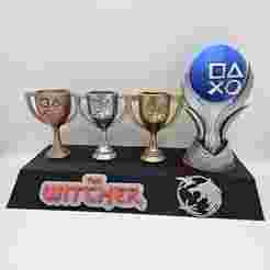 The Witcher Trophy Stand - Fan Art A clean and stylish base to showcase your 3D-printed PlayStation trophies 🏆