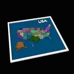 USA Map - Puzzle Map 3D Printer