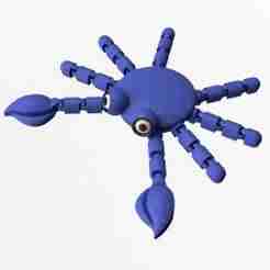 Crab 01-Cute Flexi Articulated Skeleton Print-in-place Fidget with 3MF included.(No Supports and no Rafts)