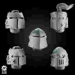Crusader Helmets Set 6 - 5 Knightly Heads - Heroic 32mm Scale [Supported] : Zen Cart!, The Art of E-commerce