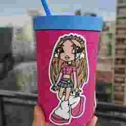 Emilia Mernes MP3 badge for milkshake glass