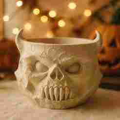 Gargoyle Halloween Basket STL File — 3D Printable Spooky Candy Holder No Supports Needed