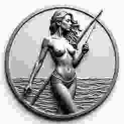 Girl Gone Fishing coin token wall art fisherman mancave