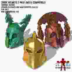 Greek Helmets 3-pack (Motu comaptible)