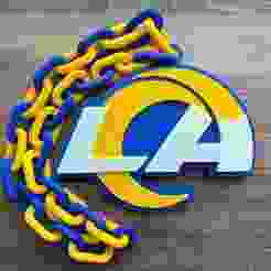 Los Angeles Rams Logo Oversized Necklace, Pendant Chain