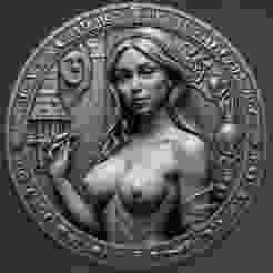 medieval fair maiden coin token wall art