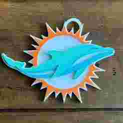 Miami Dolphins Logo Oversized Necklace, Pendant Chain