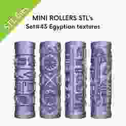 Texture Mini Rollers for clay, Egyptian textures, hieroglyphics, eye of Horus, ancient, pharaoh, set of files for 3D printing, Set #43