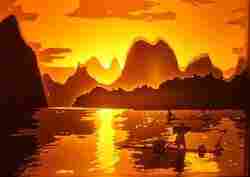 Japon Nehri Üzerinde Öğleden Sonra ışık kutusu (gölge kutusu)