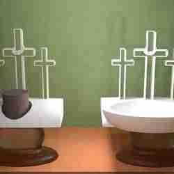 The Three Calvary Crosses - Candle Holder and Dish